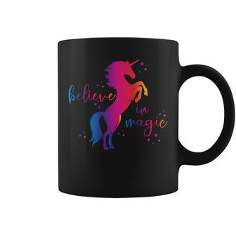 Unicorn Rainbow Ombre Positive Saying Believe In Magic Women Coffee Mug - Monsterry UK