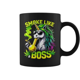 Unicorn Smoke Like A Boss Weed Pot Leaf Marijuana Bong Coffee Mug - Thegiftio UK