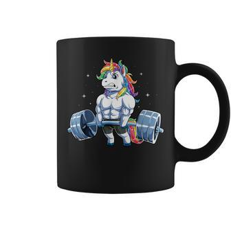 Unicorn Weightlifting T Fitness Gym Deadlift Rainbow Coffee Mug - Seseable