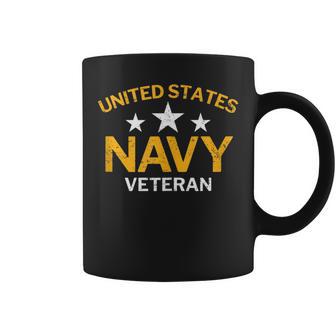 United States Navy Veteran With Stars Distressed Coffee Mug - Monsterry CA