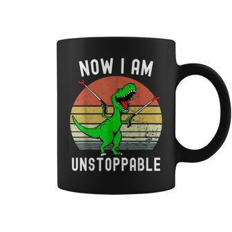 Now I Am Unstoppable Trex T-Rex Retro Vintage Coffee Mug - Monsterry