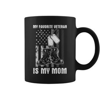 Us Flag American Boot My Favorite Veteran Is My Mom Mother Coffee Mug - Monsterry UK