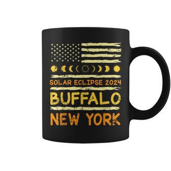 Us Flag American Total Solar Eclipse 2024 Buffalo New York Coffee Mug - Monsterry UK
