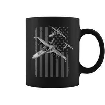 Us Jet Fighter Jet Squadron Pilot American Flag Graphic Coffee Mug - Monsterry DE