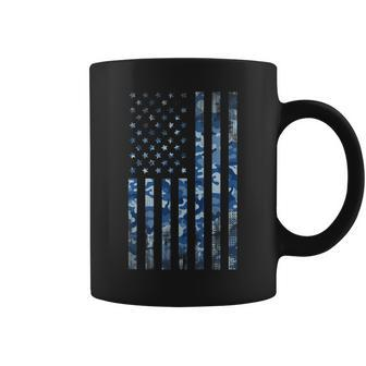 Us Navy Camo Veteran American Flag Military Blue Coffee Mug - Monsterry AU