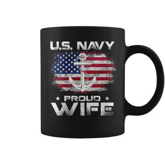 Us Navy Proud Wife With American Flag Veteran Day Coffee Mug - Monsterry DE
