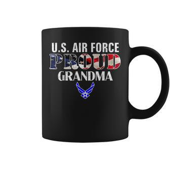Us Proud Air Force Grandma With American Flag Veteran Coffee Mug - Monsterry