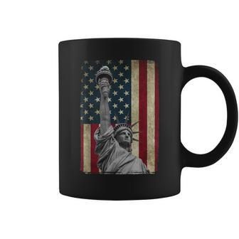Usa American Flag And Statue Of Liberty Coffee Mug - Monsterry AU