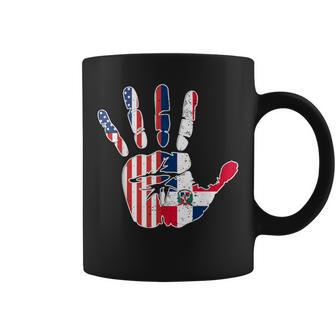 Usa Dominican Republic Handprint Flag Us Dominican Republic Coffee Mug - Monsterry