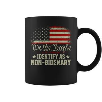 Usa Flag Biden I Identify As Non-Bidenary On Back Coffee Mug - Monsterry
