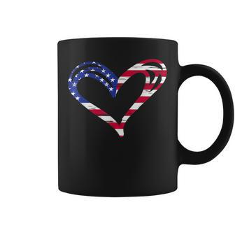 Usa Flag Heart Patriotic Armed Forces Memorial Day Clothes Coffee Mug - Seseable