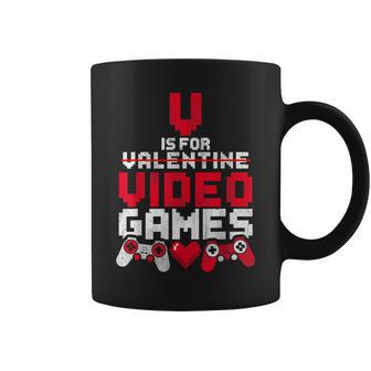 V Is For Video Games Gamer Anti Valentine's Day Coffee Mug - Monsterry UK