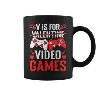 V Is For Video Games Valentines Day Valentine Gaming Coffee Mug - Monsterry
