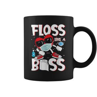 Valentines Day Floss Like A Boss Heart In A Mask Boys Kids Coffee Mug | Crazezy UK