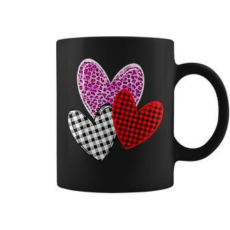 Valentines Day Hearts Leopard Pink Buffalo Plaid Print Women Coffee Mug - Monsterry CA