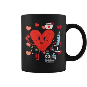 Valentines Day Nurse Heart Nursing Scrub Top Rn Coffee Mug | Mazezy