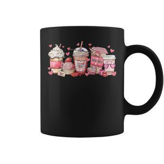 Valentines Day Pink Coffee Cups Latte Iced Cream Cute Hearts Coffee Mug | Mazezy