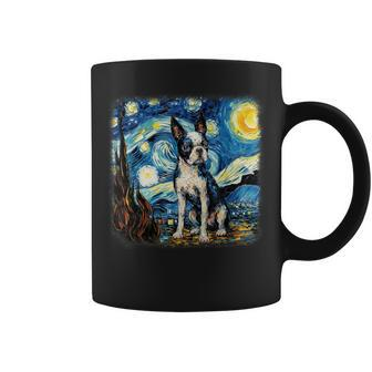 Van Gogh Boston Terrier In Starry Night Coffee Mug - Thegiftio UK