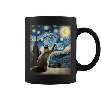 Van Gogh Starry Night Style Artistic Ragdoll Cat Coffee Mug - Monsterry AU