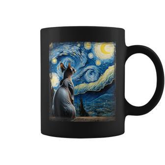 Van Gogh Starry Night Style Artistic Sphynx Cat Coffee Mug - Monsterry DE