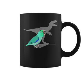 Velociraptor Turquoise Parrotlet Dinosaur Parrot Birb Memes Coffee Mug - Monsterry DE