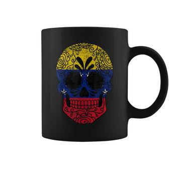 Venezuela Flag Sugar Skull Venezuelan Vintage Coffee Mug - Monsterry