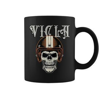 Vicla Gangster Biker Skull Motorcycle Rider Coffee Mug - Monsterry