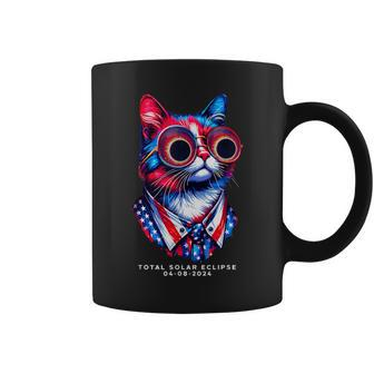 View American Totality 2024 Cat With Glasses Solar Eclipse Coffee Mug | Mazezy