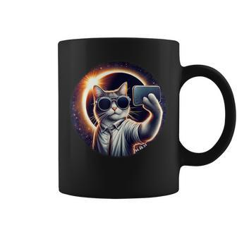 View American Totality 2024 Selfie Cat Solar Eclipse Coffee Mug - Seseable