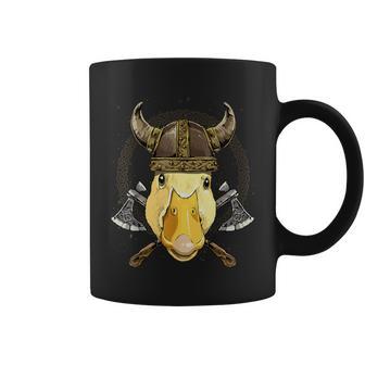 Viking Duck With Viking Helmet Mjolnir Axes Coffee Mug - Monsterry UK