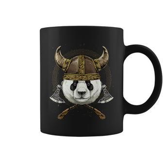 Viking Panda With Viking Helmet Mjolnir Axes Coffee Mug - Monsterry CA