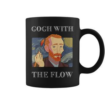 Vincent Van Gogh Go With The Flow Artist Humor Pun Coffee Mug - Monsterry UK