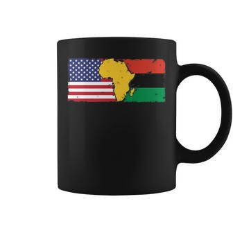 Vintage American Flag With Pan African Flag Coffee Mug - Monsterry