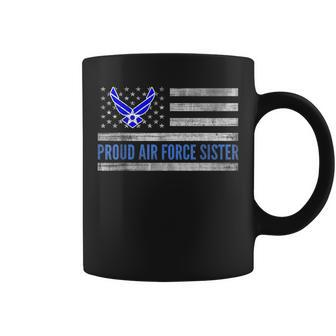 Vintage American Flag Proud Air Force Sister Veteran Day Coffee Mug - Monsterry
