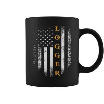 Vintage American Usa Flag Logger Carpenter Coffee Mug | Mazezy