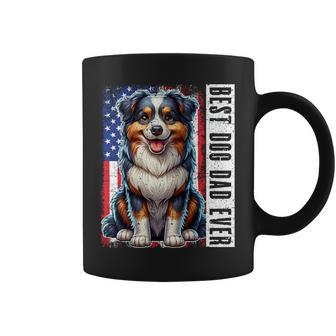 Vintage Best Dog Dad Ever Australian Shepherd Fathers Day Coffee Mug - Seseable