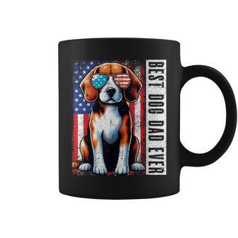 Vintage Best Dog Dad Ever Beagle Fathers Day Usa Flag Coffee Mug - Thegiftio UK