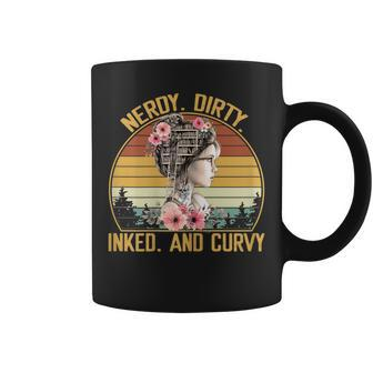 Vintage Books Lover Tattooed Girl Nerdy Dirty Inked Curvy Coffee Mug | Crazezy CA