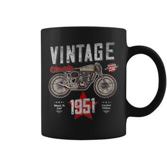 Vintage Born 1951 70Th Birthday Classic Retro Motorbike Coffee Mug - Monsterry