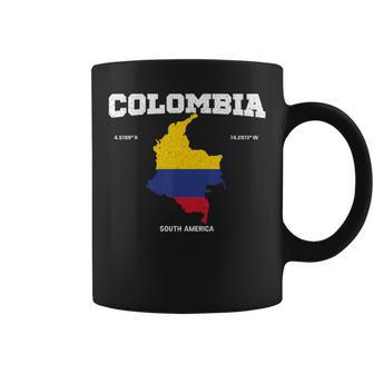 Vintage Colombian Flag Colombia Coordinates Coffee Mug - Monsterry