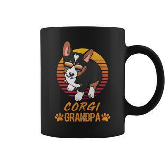 Vintage Cool Tricolor Corgi Dog Grandpa Paw Dad Fathers Day Coffee Mug - Monsterry UK