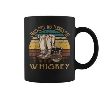 Vintage Cowboy Boots And Wine Smooth Like Tennessee Whiskey Coffee Mug - Monsterry