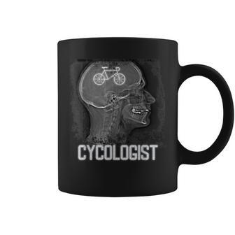 Vintage Cycling Brain Scan Skull Riding Cycologist In Mind Coffee Mug - Monsterry CA