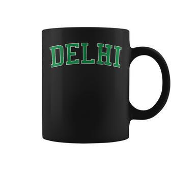 Vintage Delhi Ca Distressed Green Varsity Style Coffee Mug - Seseable