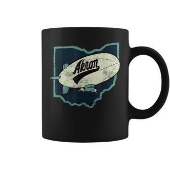 Vintage Distressed Akron Blimp Ohio Map Coffee Mug - Seseable