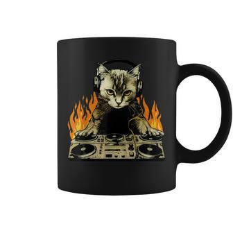Vintage Dj Cat House Music Cat Music Lover Coffee Mug - Monsterry AU