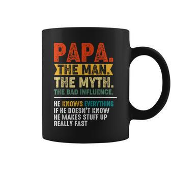 Vintage Father's Day Papa The Man The Myth The Bad Influence Coffee Mug - Monsterry