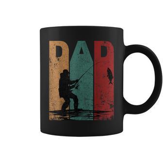 Vintage Fishing Dad Silhouette Father's Day Retro Coffee Mug - Monsterry UK