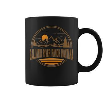 Vintage Gallatin River Ranch Montana Mountain Hiking Print Coffee Mug - Monsterry AU