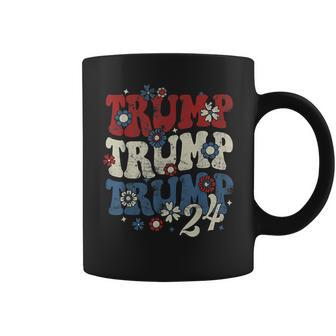 Vintage Groovy Flower Trump Trump Trump 2024 Women Coffee Mug - Seseable